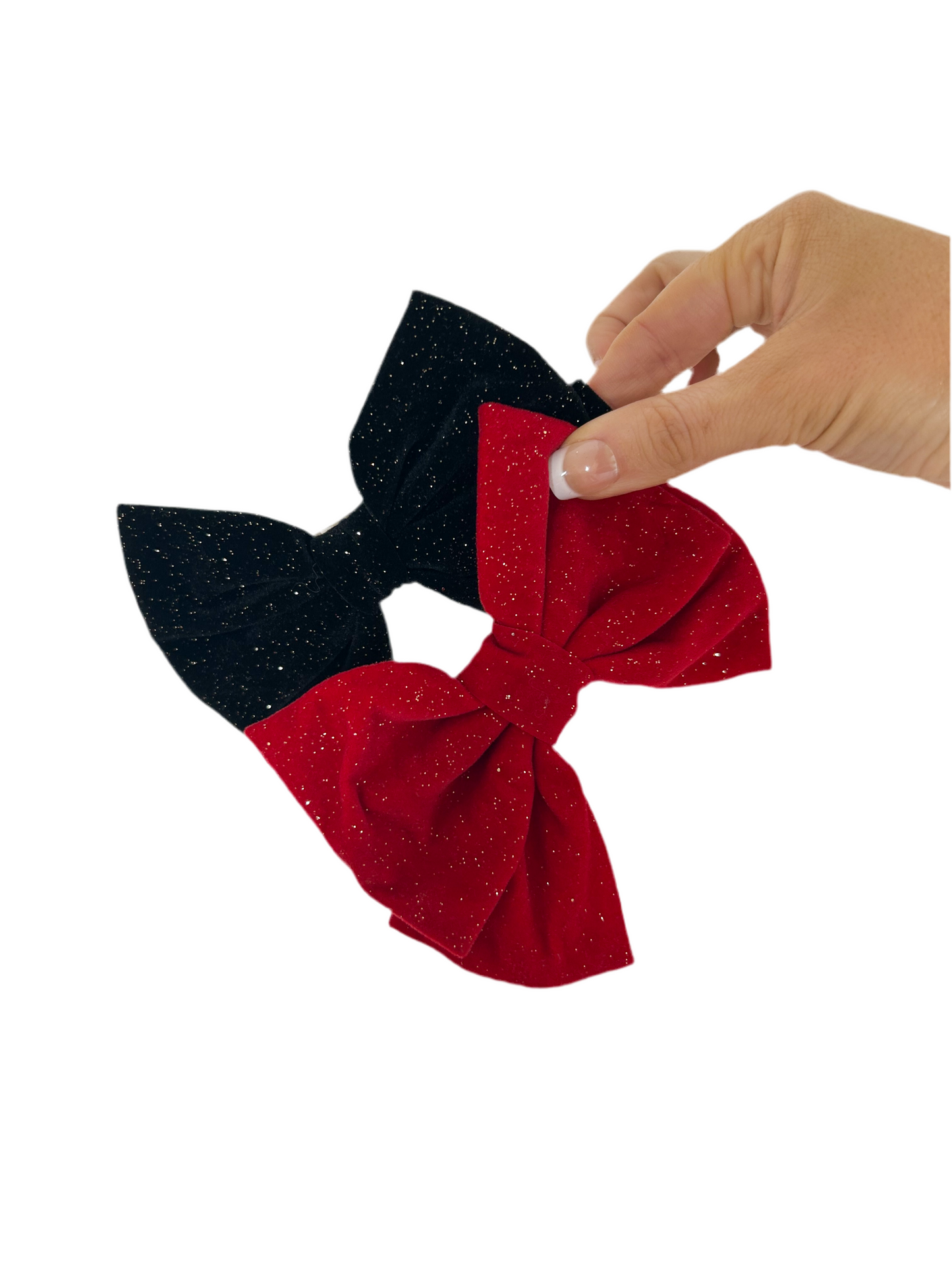 Large Glitter velvet bow clip