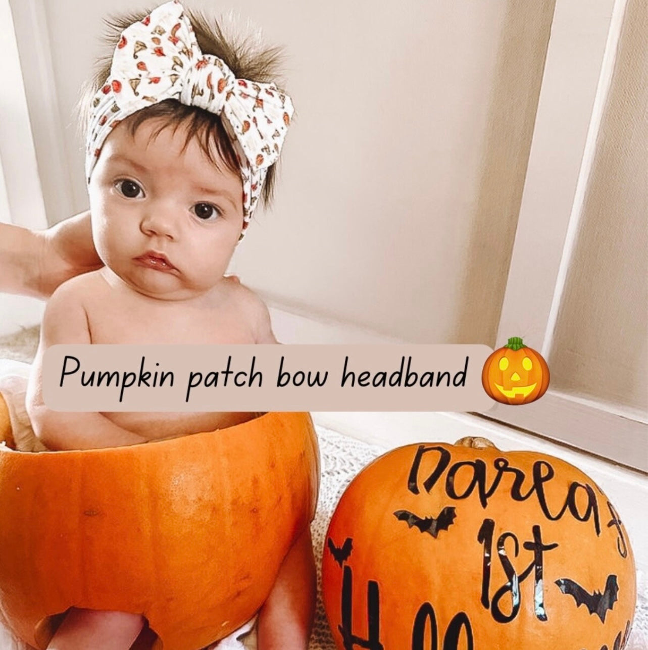 Cable knit bow headband- Pumpkin patch (Halloween collection)