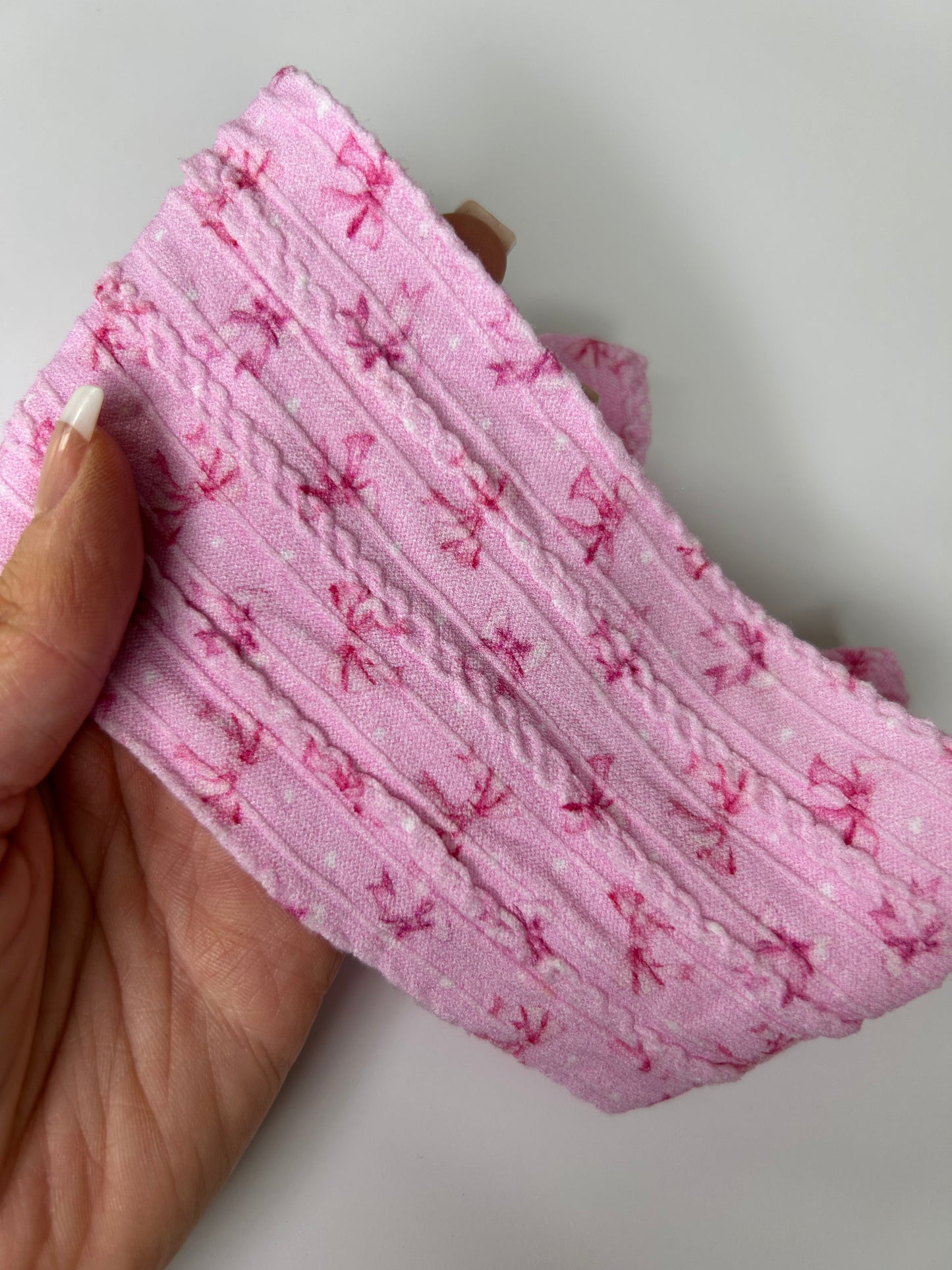 Mini bow design cable knit bow headband - Pink