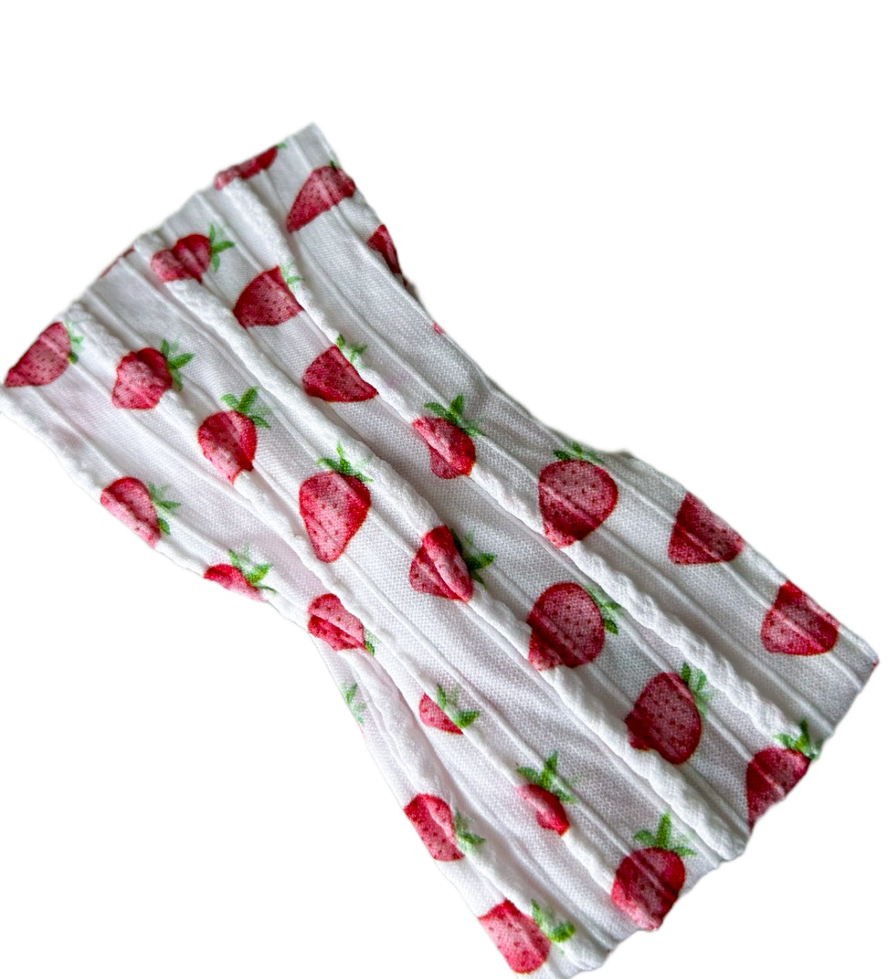 Cable knit bow headband - Strawberry print