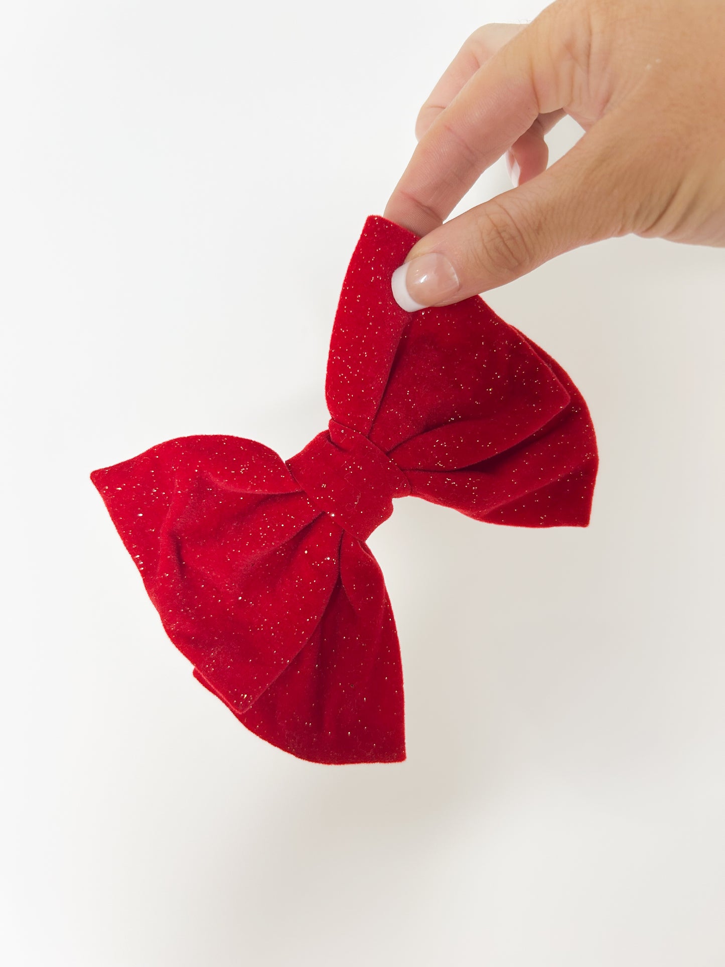Large Glitter velvet bow clip