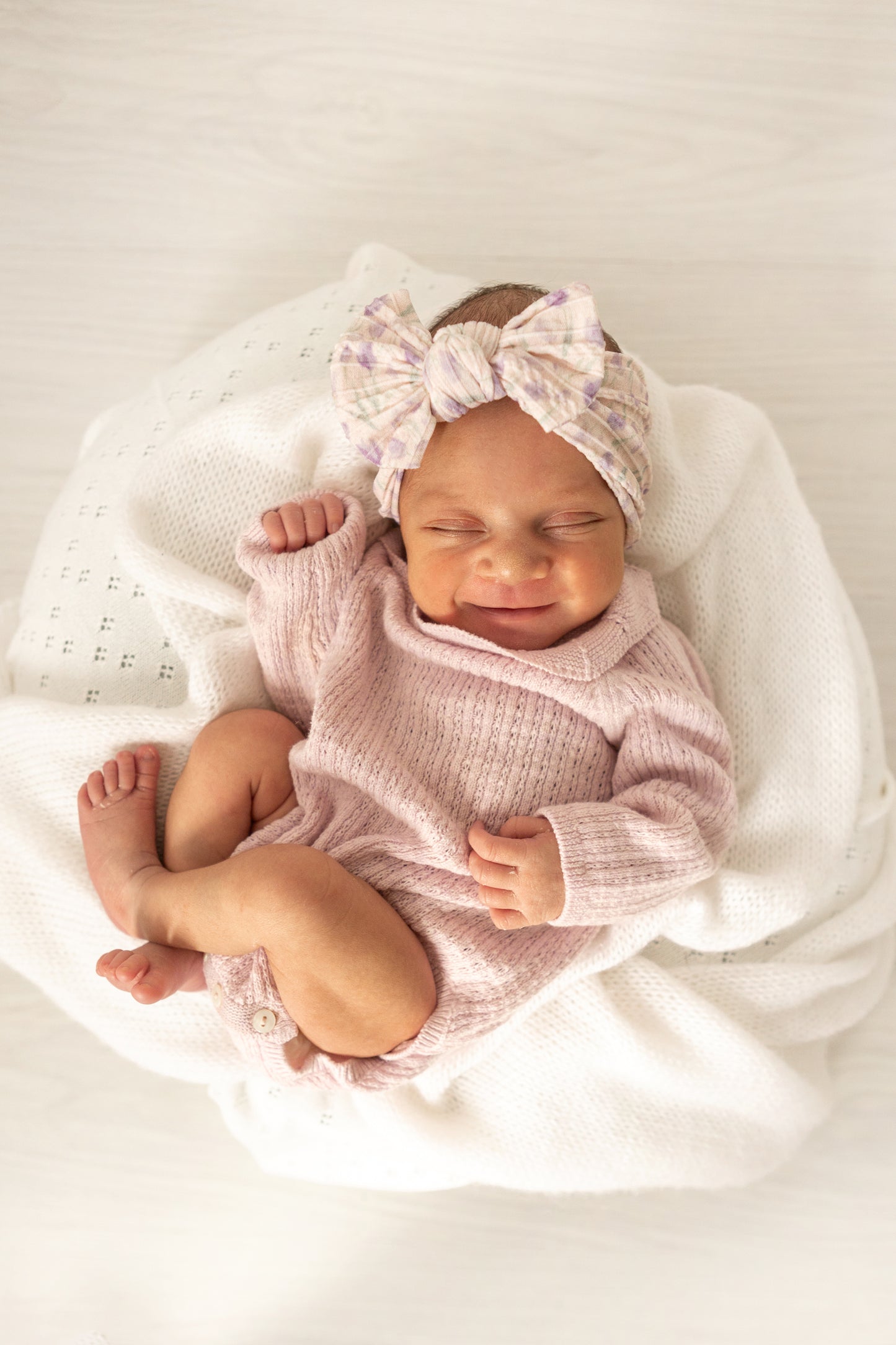 Cable knit bow headband - Purple tulip