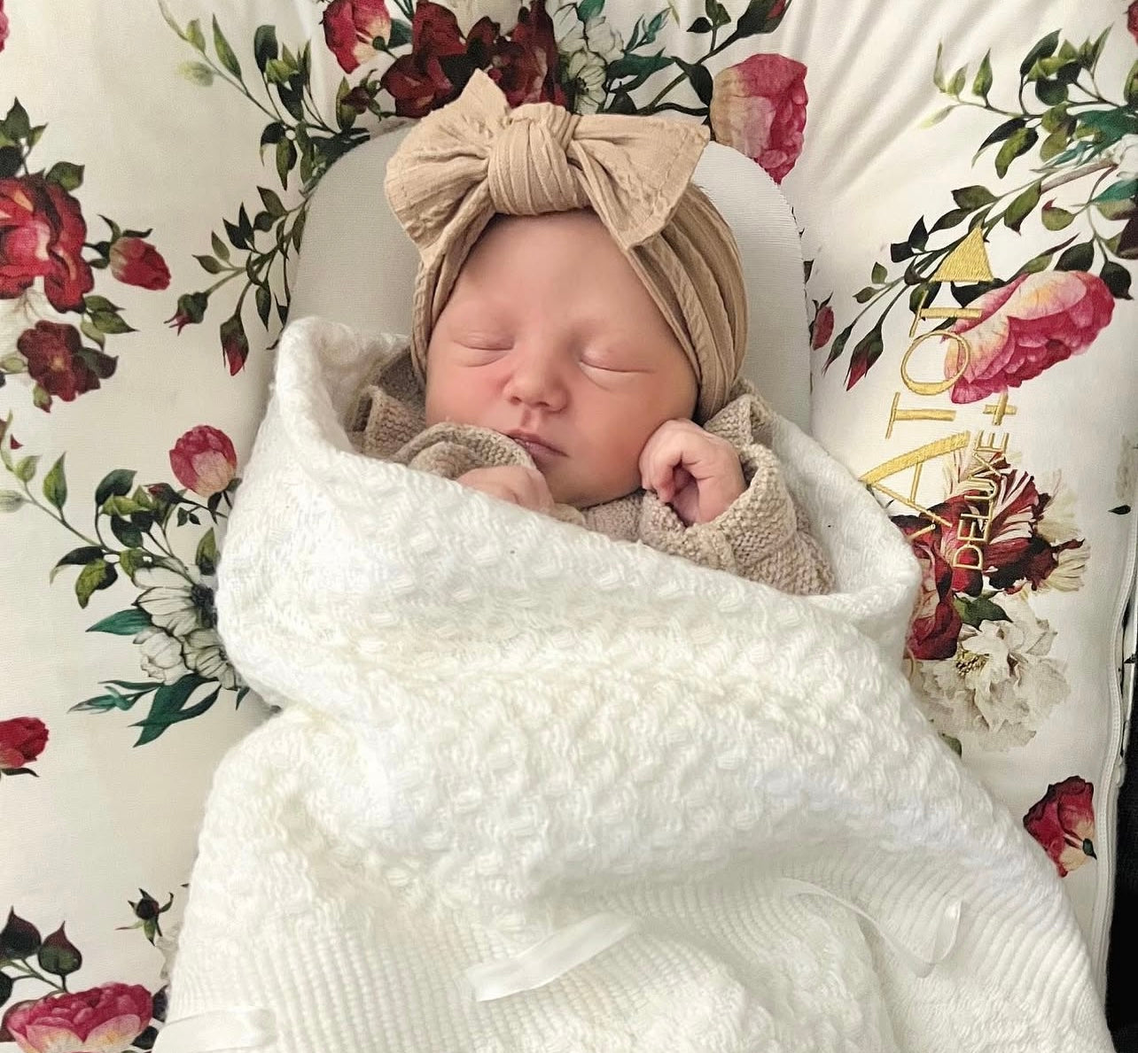 Cable knit bow headband - Cocoa