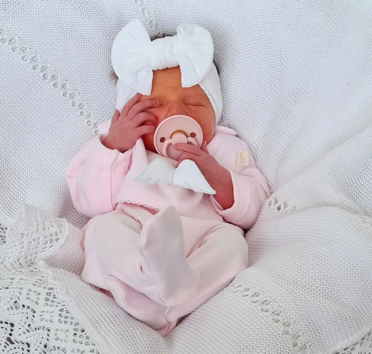 Cable Knit Bow Headband - White