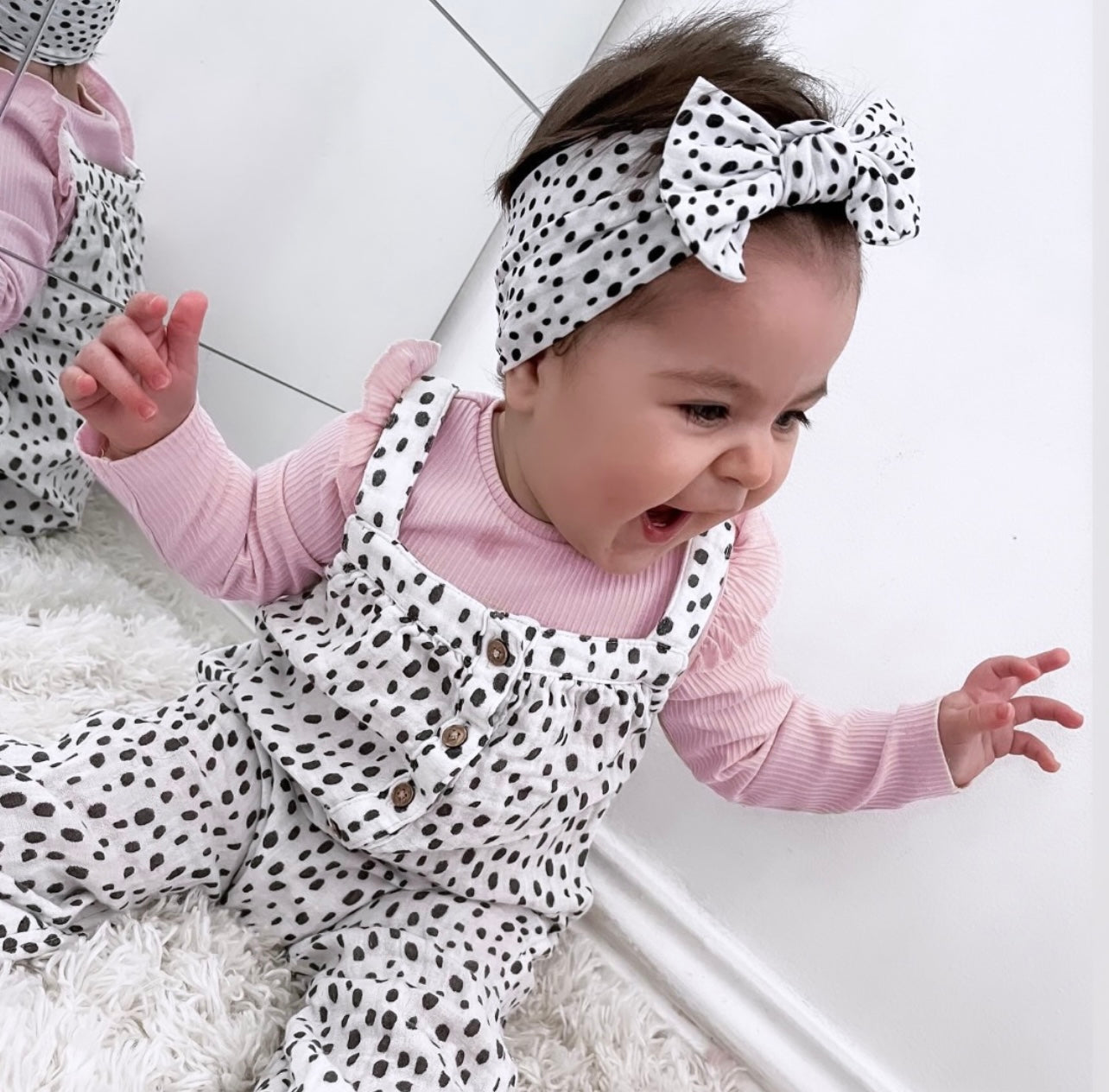 Classic bow headband- Dalmatian print