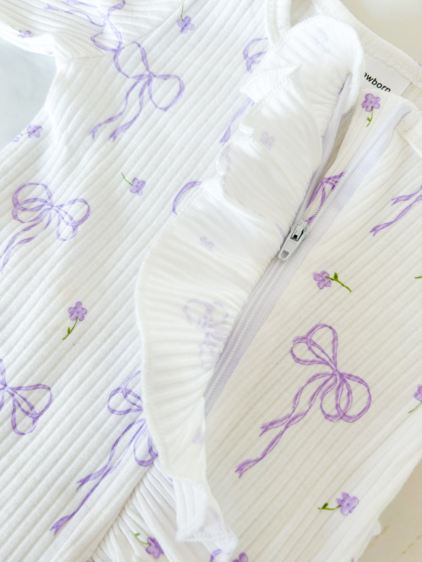 Bow frill zip romper - Lilac