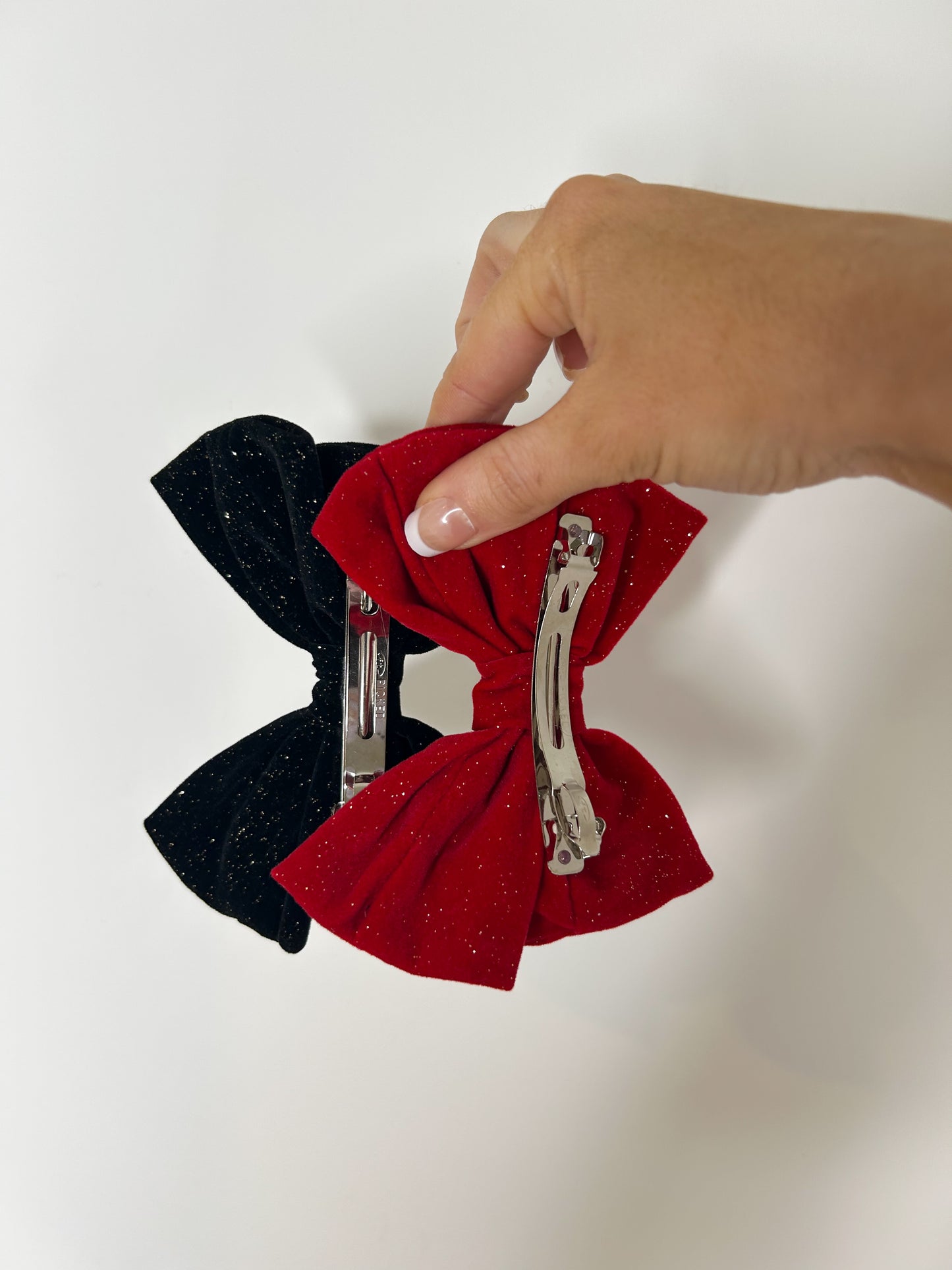 Large Glitter velvet bow clip