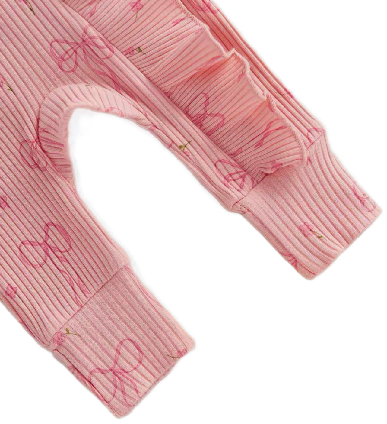Bow frill zip romper - Pink