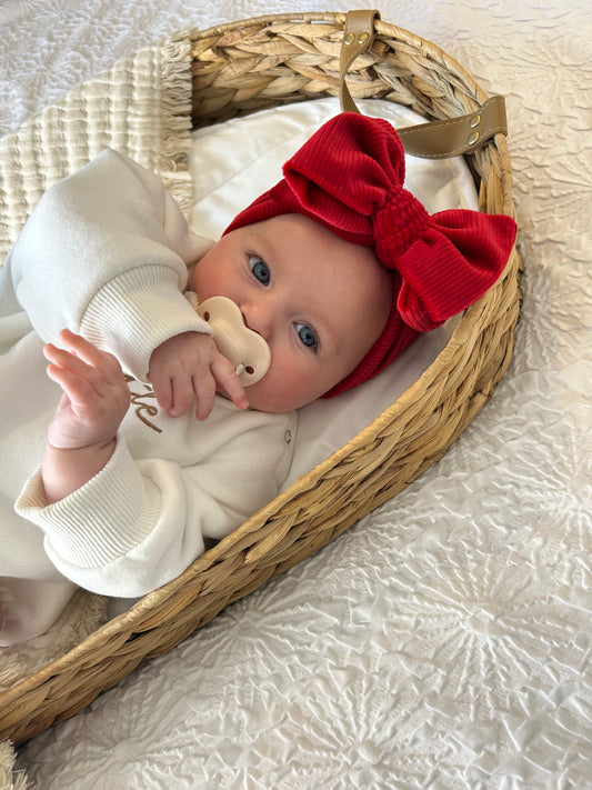 Oversized luxury chunky bow headband- Red velvet