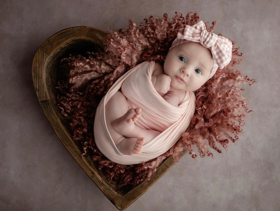 Oversized bow headband - Pink and white gingham