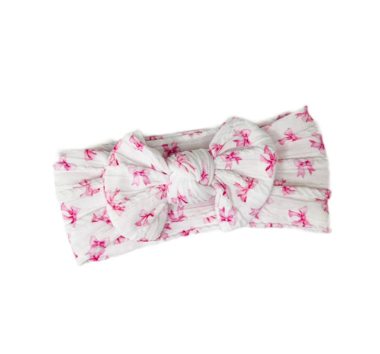 Mini bow design cable knit bow headband - White