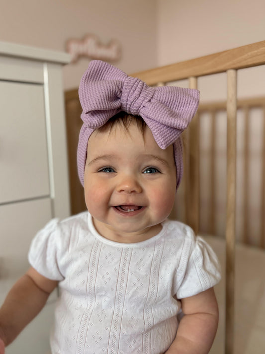 Oversized waffle bow headband - Lavender