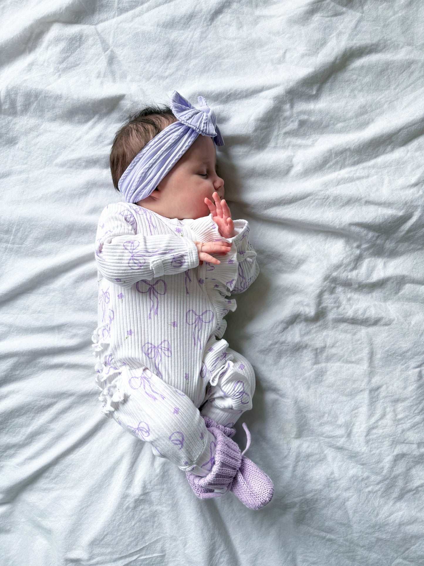 Bow frill zip romper - Lilac