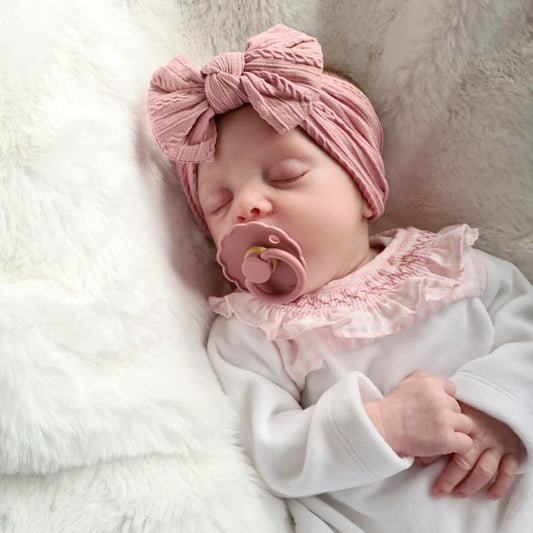 Cable knit bow headband- Blush pink