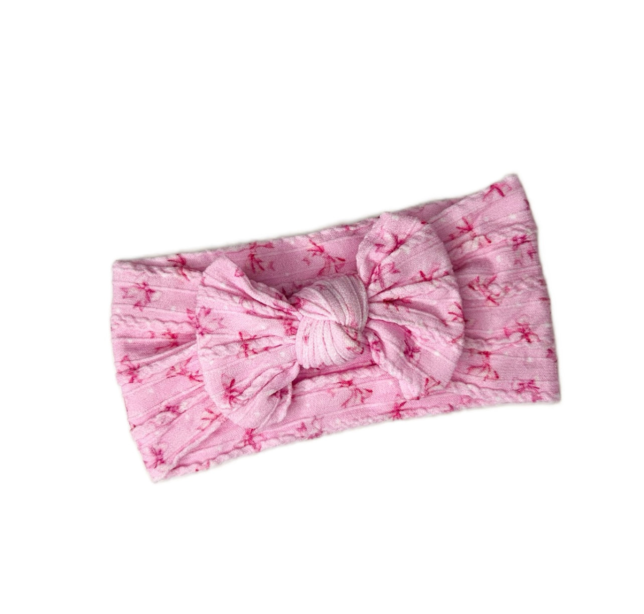 Mini bow design cable knit bow headband - Pink