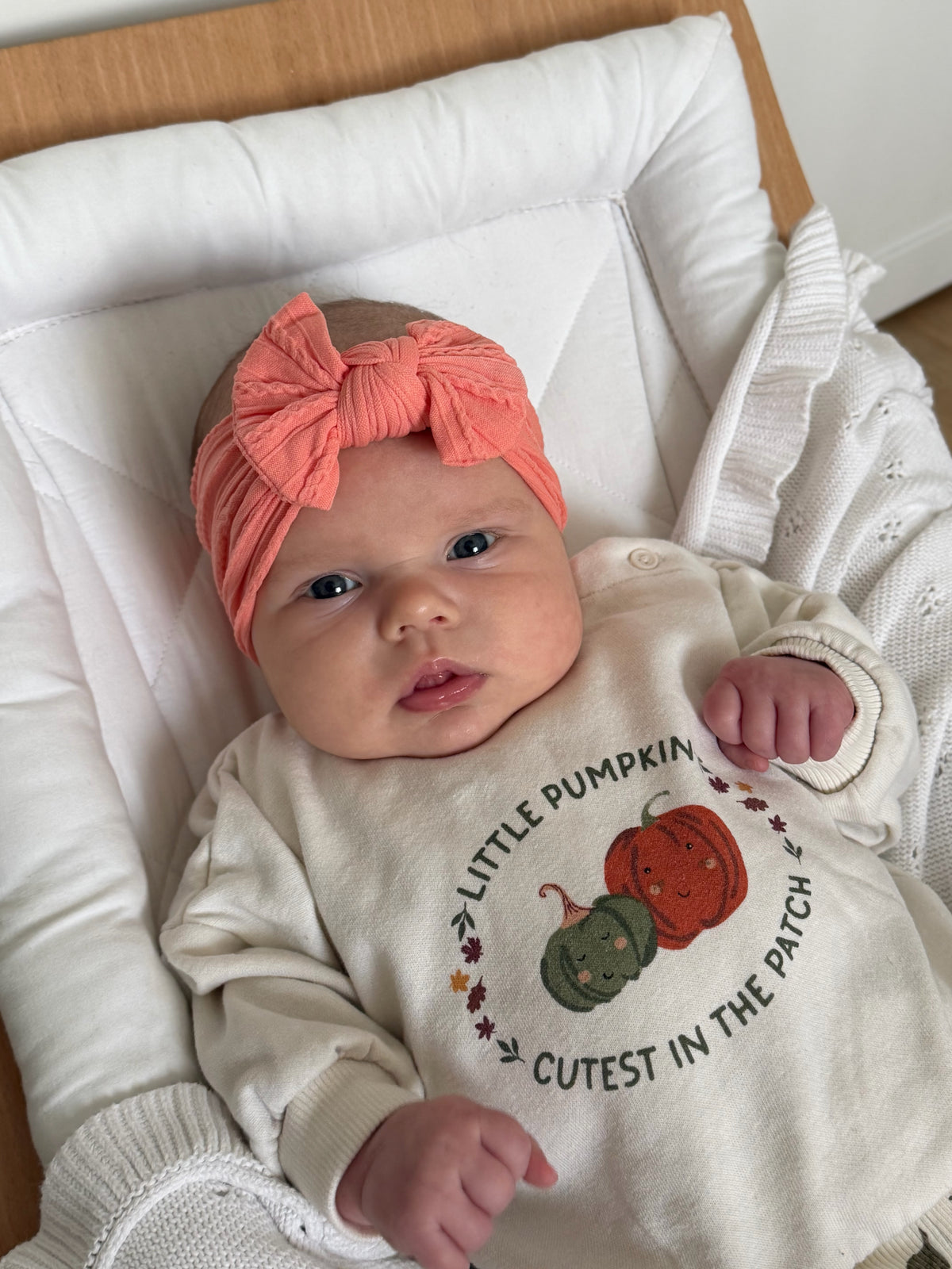 Cable knit bow headband- Pumpkin orange