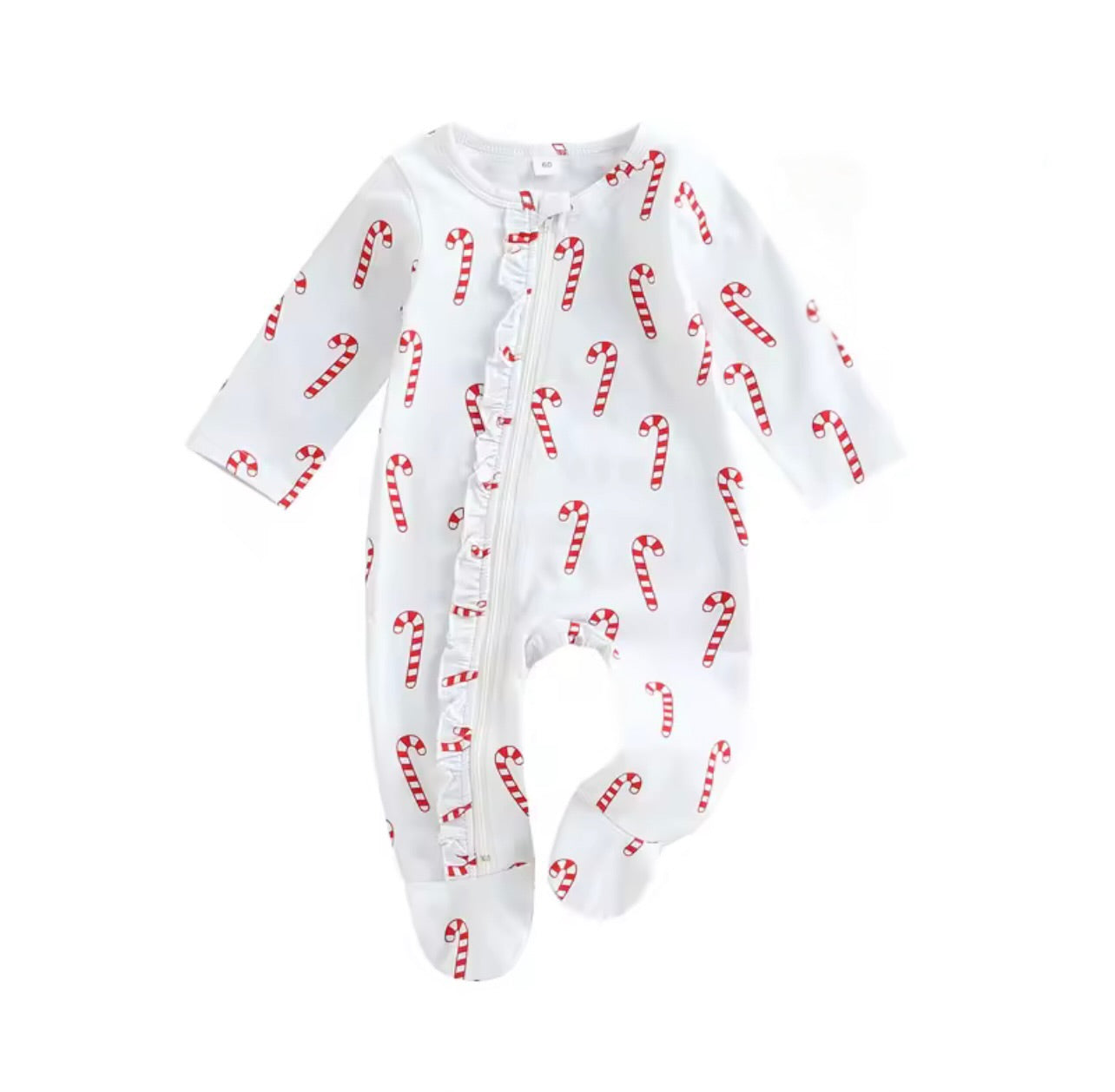Candy cane design sleepsuit - White