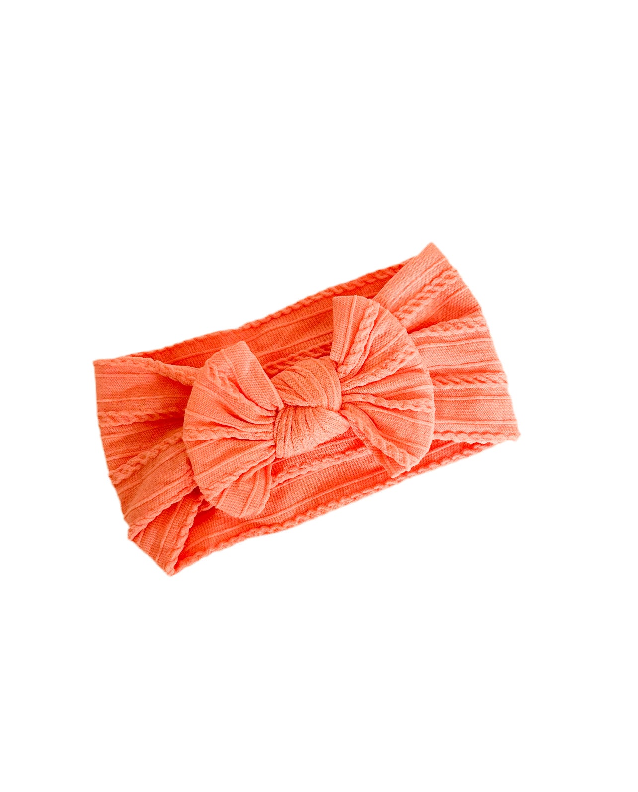 Cable knit bow headband- Pumpkin orange