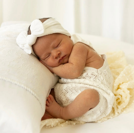 Cable Knit Bow Headband - White