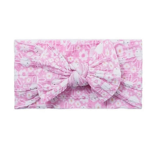 Cable knit bow headband- Spring bunny