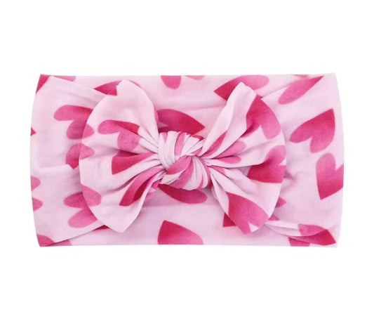 Classic bow headband - Valentine love hearts