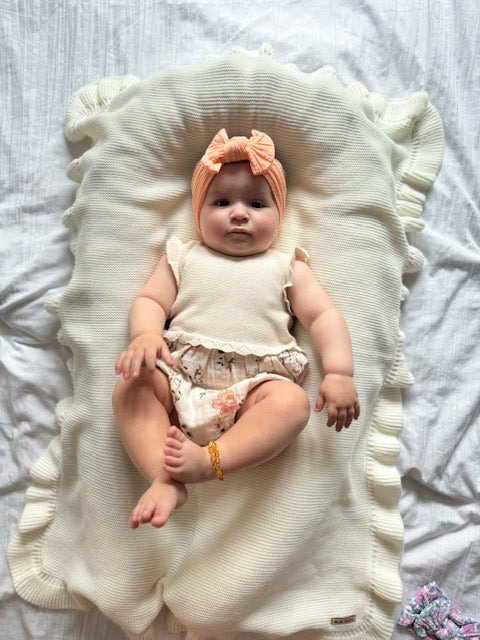 Cable knit bow headband - Apricot