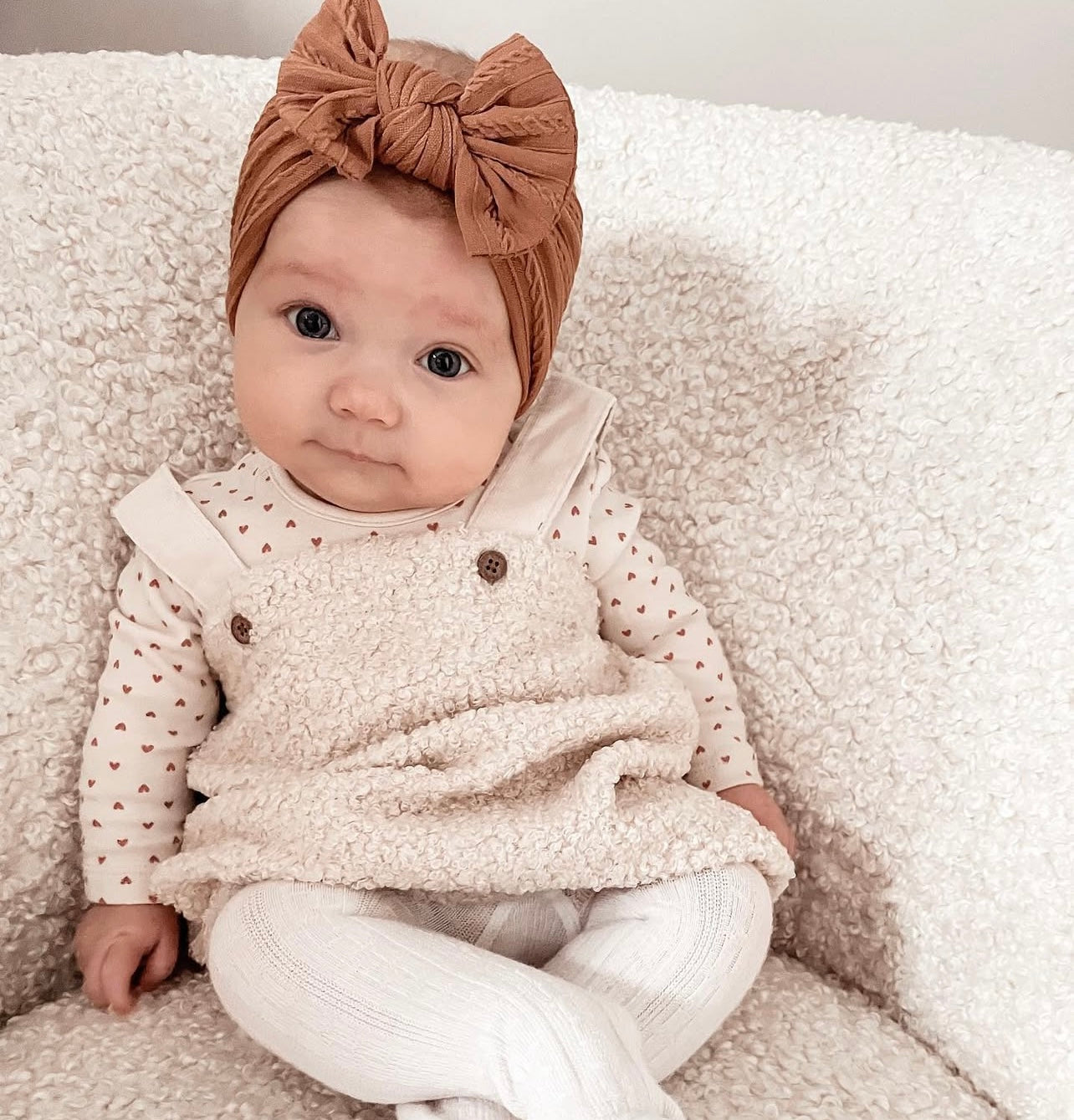 Cable knit bow headband- Gingerbread