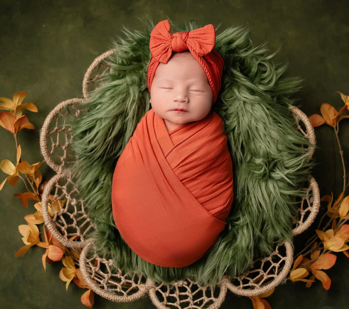 Cable knit bow headband - Burnt orange