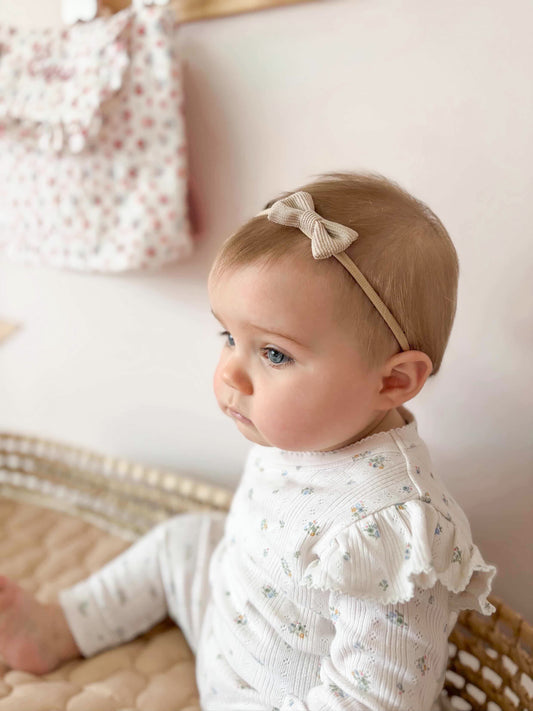 Corduroy bow headband - Beige